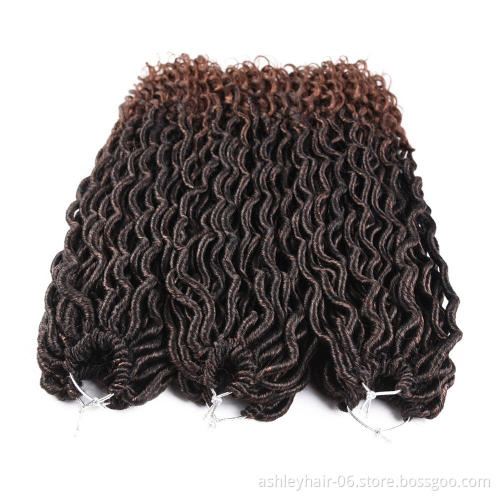 Heat Resistant Fiber Synthetic Wavy Curly End Crochet Braid Hair Goddess Faux Locs